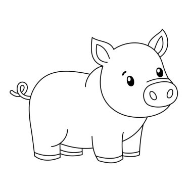 boyama kitabı çizgi film domuz vektörü