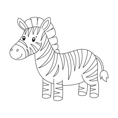 boyama kitabı karikatür zebra vektörü