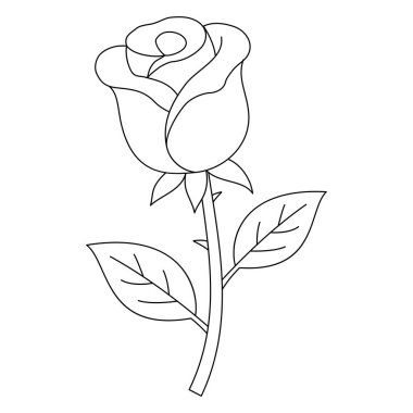 Boyama kitabı gül çiçek vektör şablonu için çizgi sanatı