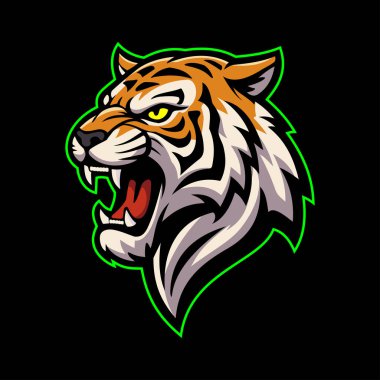 Kaplan Karakteri Amblem Rozeti e-Spor Logo Vektör Şablonu