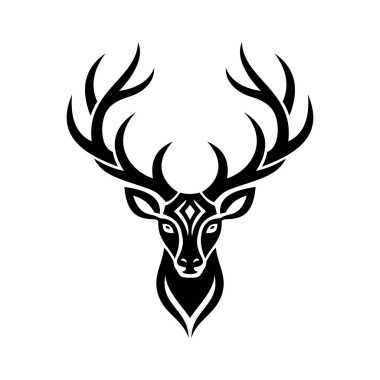 Geyik Antler Kabilesi Dövme Biçimi Çizim Vektörü Şablonu