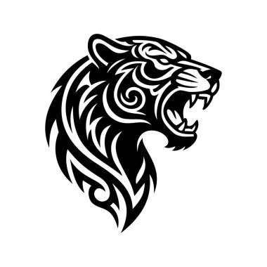 Kükreyen Ayı Kabile Dövmesi Çizim Vektörü Şablonu