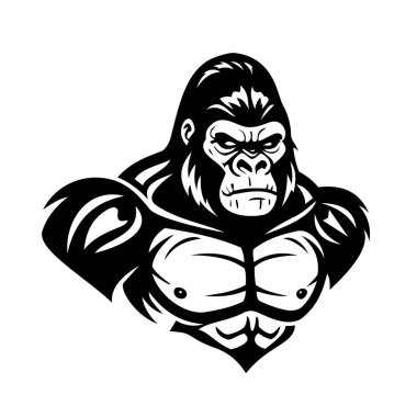 Goril Vücut Kabilesi Dövme Biçimi Çizim Vektörü Şablonu