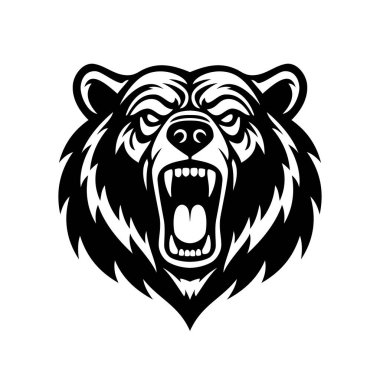 Kükreyen Ayı Yüzlü Kabile Dövmesi Çizim Vektörü Şablonu