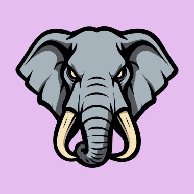 Fil Karakteri Maskot Logo Vektör Şablonu