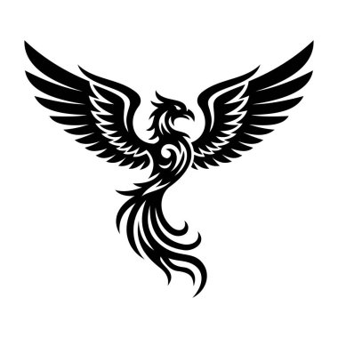 Siyah Uçan Anka Kabilesi Dövme Vektör Şablonu