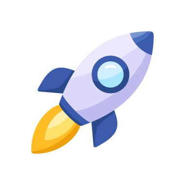 Mavi Roket Fırlatma Simgesi İllüstrasyon Vektörü Şablonu