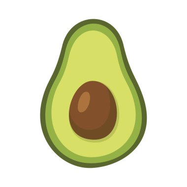 Basit Avokado Meyve Simgesi Resmetme Vektörü Şablonu