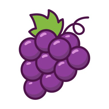 Basit Üzüm Meyvesi Çizimi Vektör Şablonu