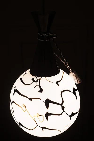 Black and white round lamp  in interior — Stock Photo, Image