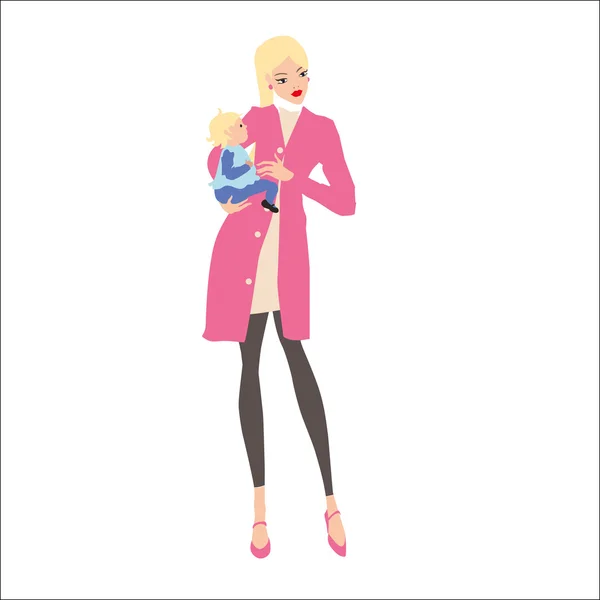 Mère et bébé fille — Image vectorielle