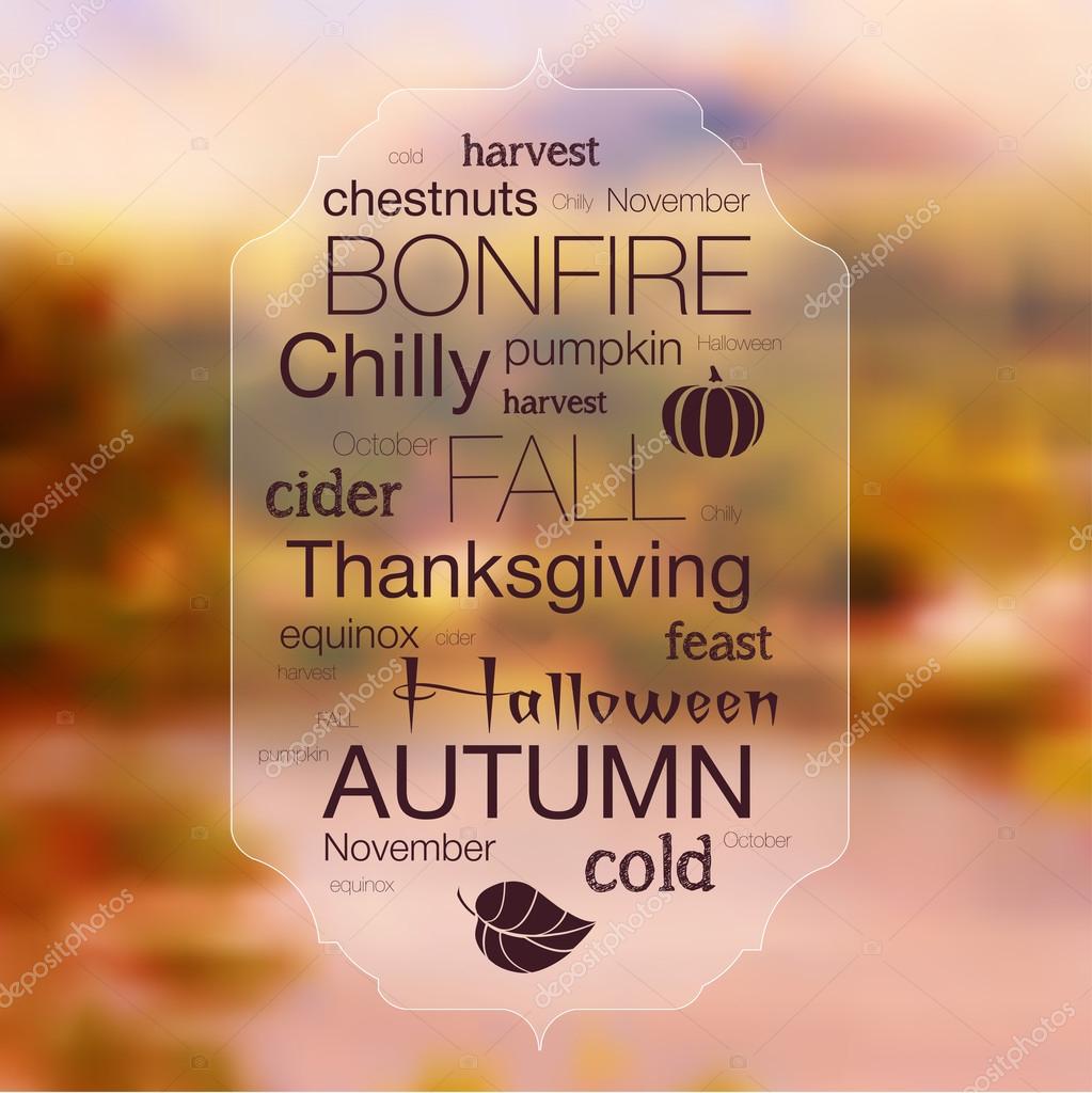 Typography with blurry photo as a background. Halloween holiday typography , gradient mesh.