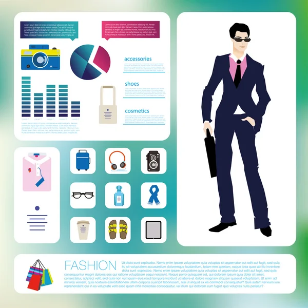 男性のファッションのインフォ グラフィック セット — ストックベクタ