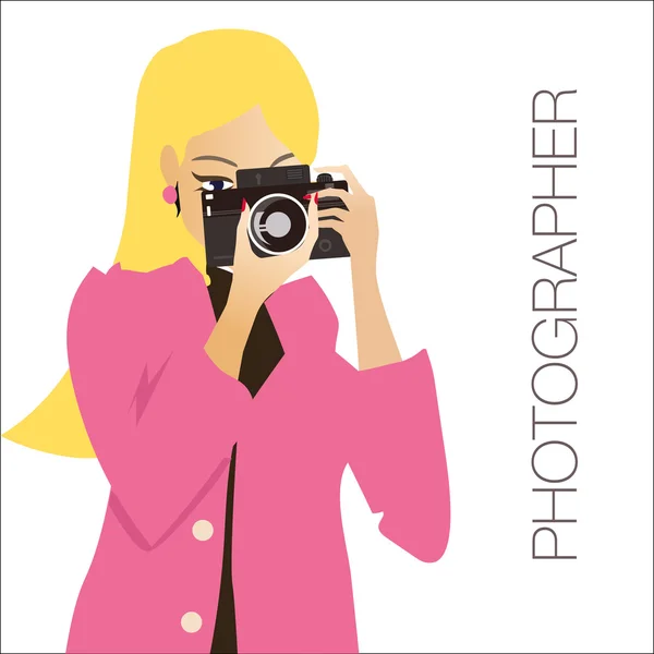 Young cute woman holding the camera — Stock Vector