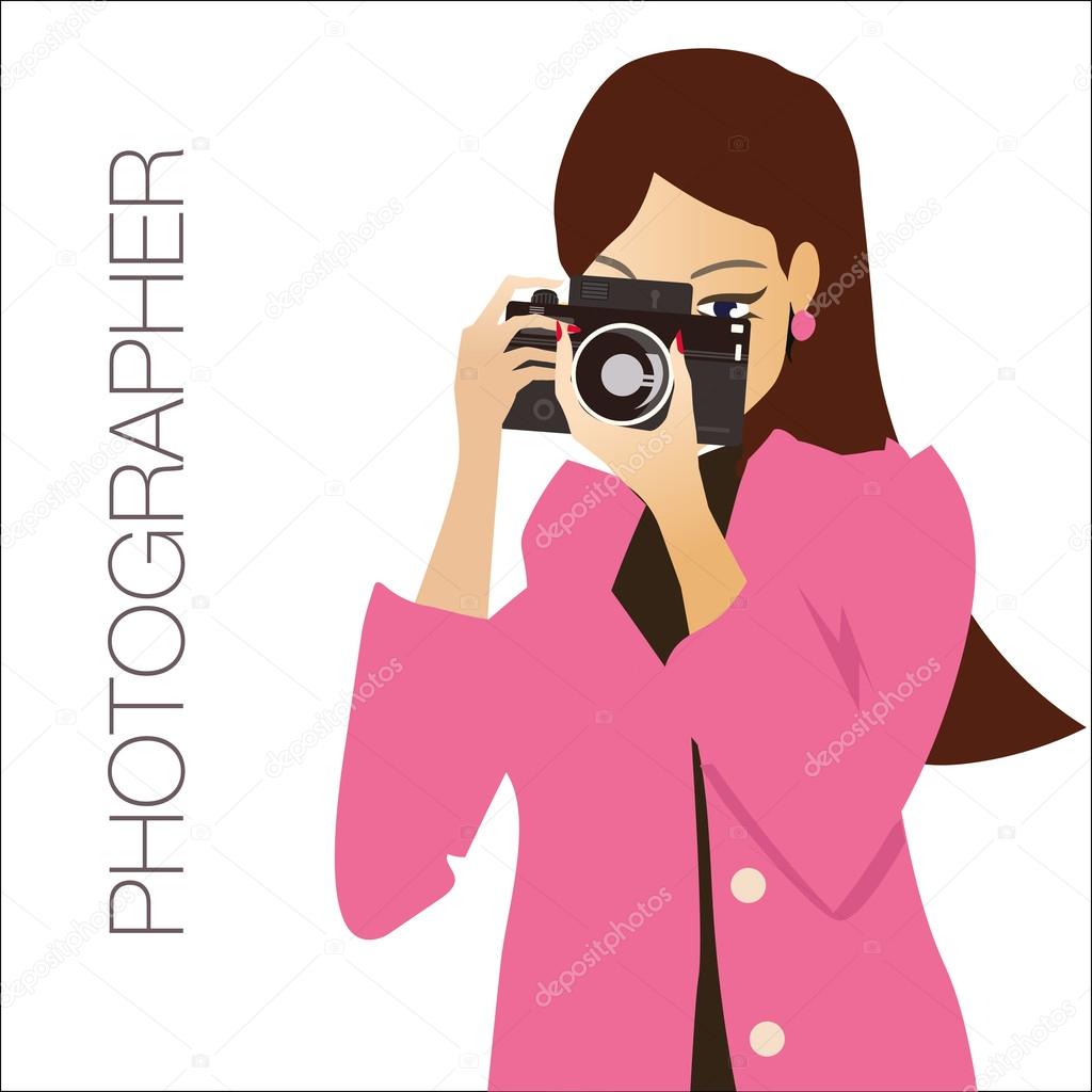 Young cute woman holding the camera