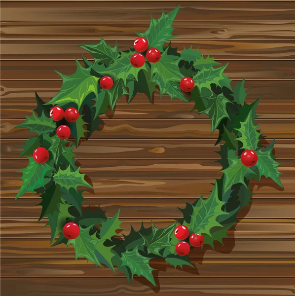 Christmas holly wreath — Stock Vector
