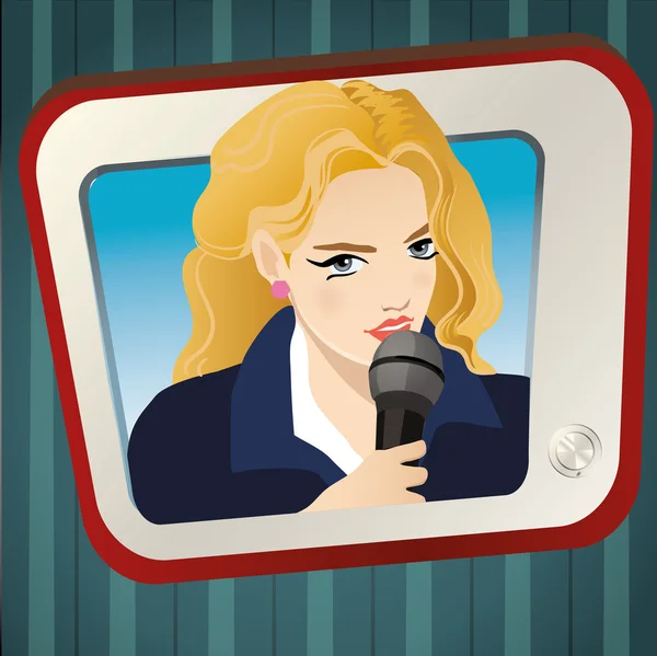 Reporter on screen — Stock Vector