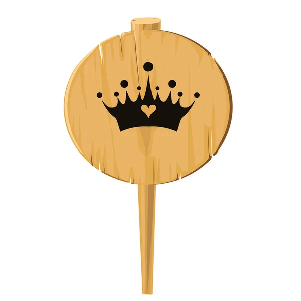 Signo de madera con corona — Vector de stock
