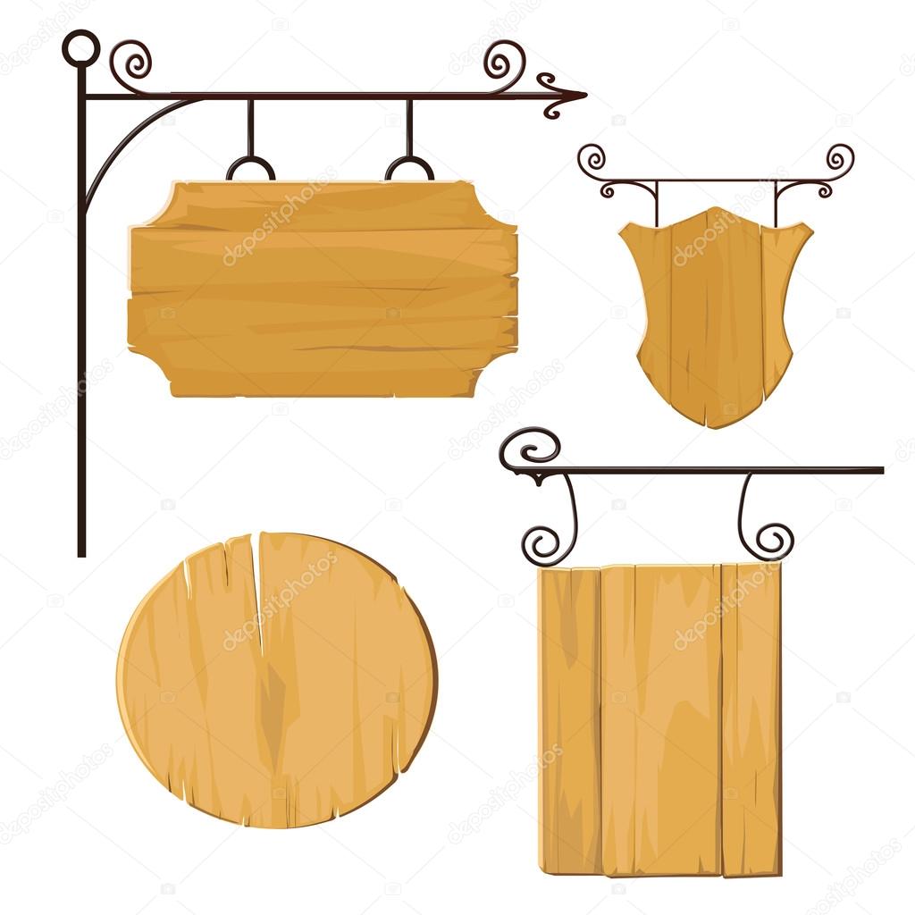Hanging wooden signs