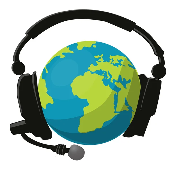 Globe และหูฟัง — ภาพเวกเตอร์สต็อก