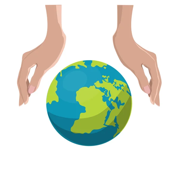 Hands and globe. — Stock Vector