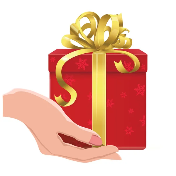 Hand holding present — Stock Vector