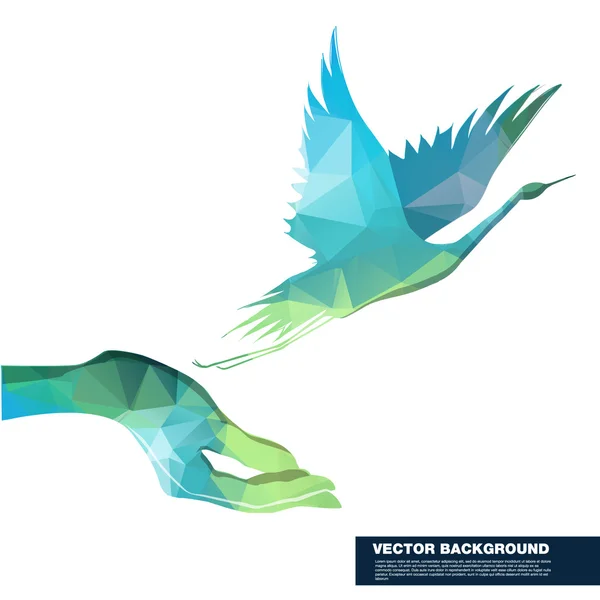 Hand holding flying bird — Stock Vector