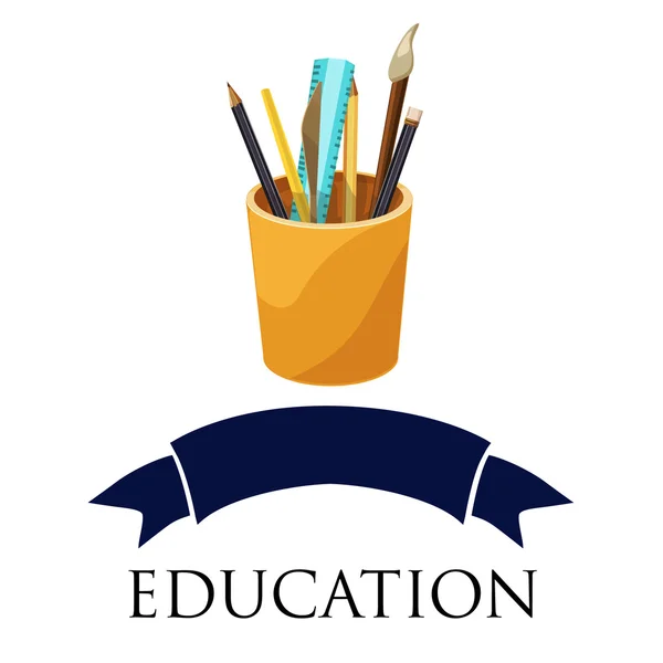 Arte suministros educación logo — Vector de stock