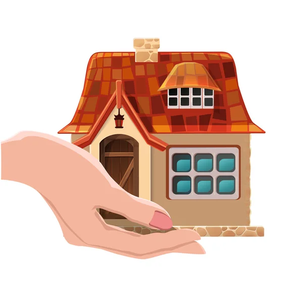 Hand met huis logo — Stockvector