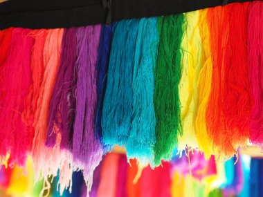 İplik, arkaplan için çeşitli renkler düzenlenmiş soyut Gradyan, Garn renkli pembe turuncu sarı yeşil mor mor mor mor mor o-gül koyu ve yumuşak renk