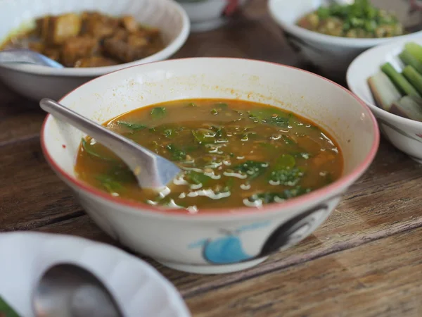 Sopa Quente Picante Tigela Comida Tailandesa — Fotografia de Stock
