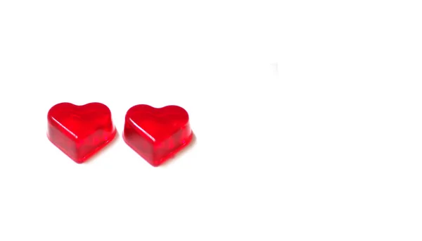 Para Galaretki Czerwony Serce Kształcie Białym Tle Miłość Walentynki Przestrzeń — Zdjęcie stockowe