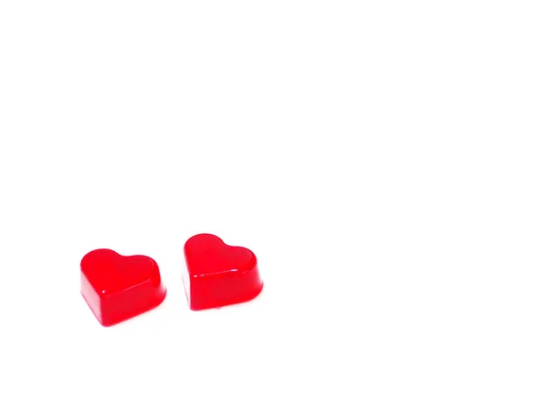 Para Galaretki Czerwony Serce Kształcie Białym Tle Miłość Walentynki Przestrzeń — Zdjęcie stockowe