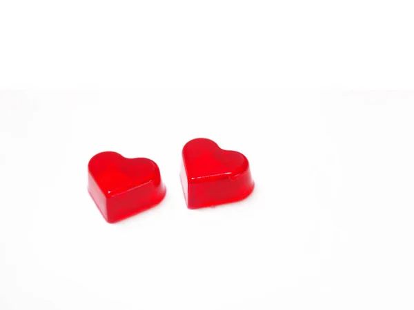 Formy Chleba Stali Serce Kształcie Galaretki Czerwony Miłość Walentynki Przestrzeń — Zdjęcie stockowe