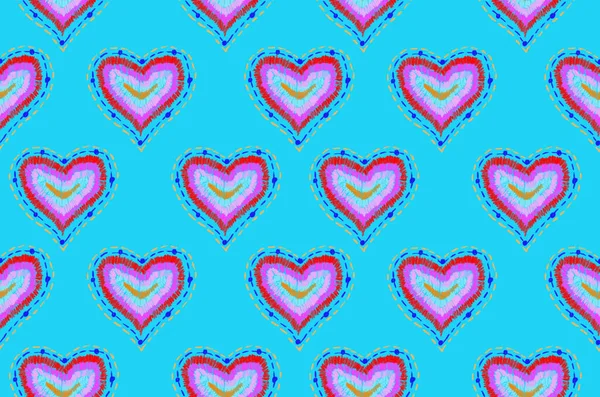 Pattern Freehand Sketch Shape Heart Colorful Red Pink Blue Orange — Stock Photo, Image