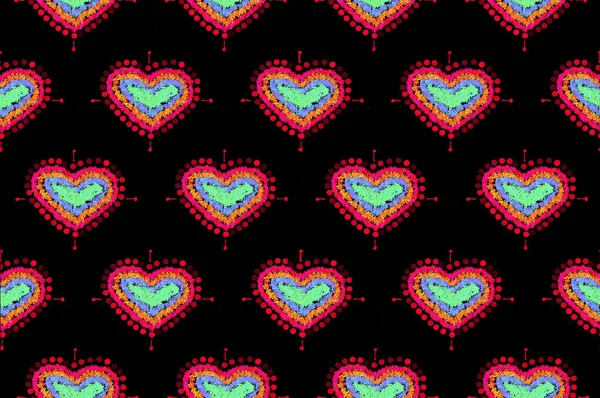 Pattern Freehand Sketch Shape Heart Colorful Red Green Blue Yeloow — Stock Photo, Image