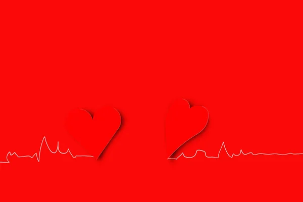 Tagliare Forma Del Cuore Carta Sfondo Rosso Hanno Ombra Con — Foto Stock