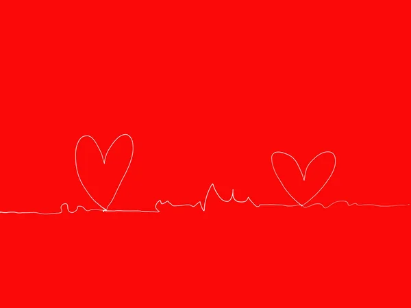 Freehand Sketch Line Set White Hearts Icon Paper Red Background — Foto de Stock