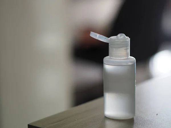 Hand Sanitizer Gel Alcoholic Mixture Gelatin Clear Plastic Bottle Pump — Stock Photo, Image