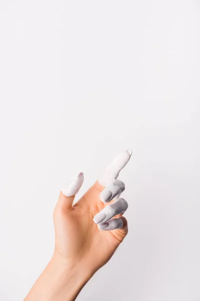 Cropped View Hand Painted Fingers Isolated White — Stock Photo, Image