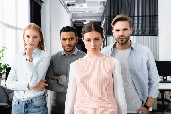 Serious Multiethnic Businesspeople Looking Camera Office — Stock Photo, Image