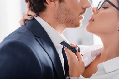 Tutkulu bir iş kadınının ofisteki genç meslektaşıyla yüz yüze görüşü.