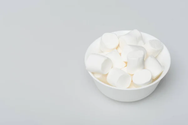 Soft Sweet Marshmallows Bowl Grey — Stock Photo, Image