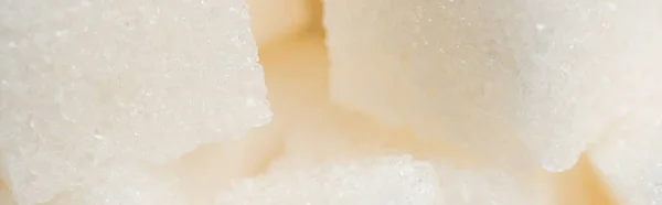 Macro Shot Sweet Sugar Cubes Banner — Stock Photo, Image