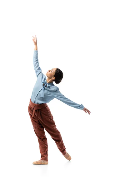 Side View Ballerina Looking White Background — Stock Photo, Image