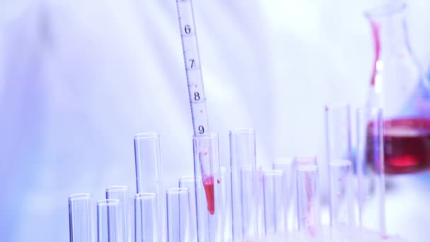 Cropped View Scientist Working Pipette Test Tubes Laboratory Stock Footage