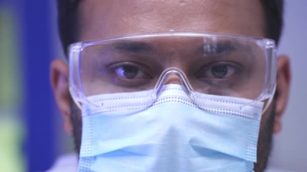 Indian Scientist Taking Safety Goggles Lab Royalty Free Stock Footage