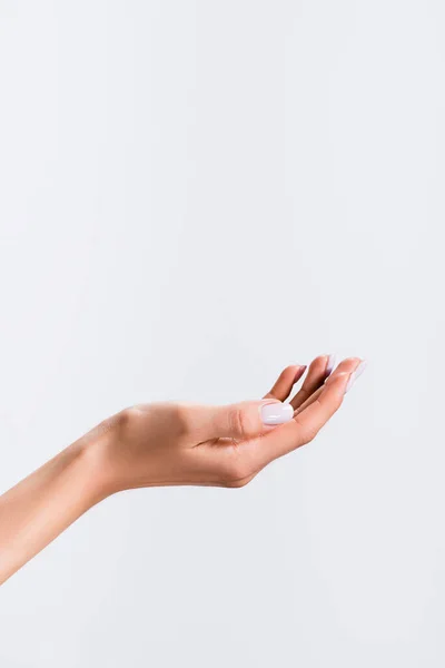 Cropped view of female hand isolated on white — Stock Photo