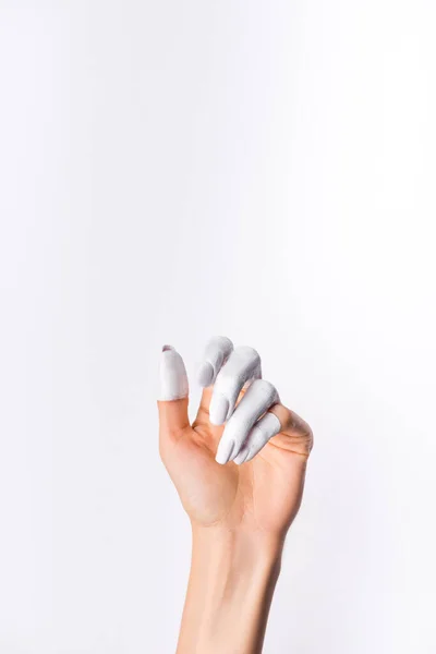 Vue recadrée de la main avec doigts peints isolés sur blanc — Photo de stock