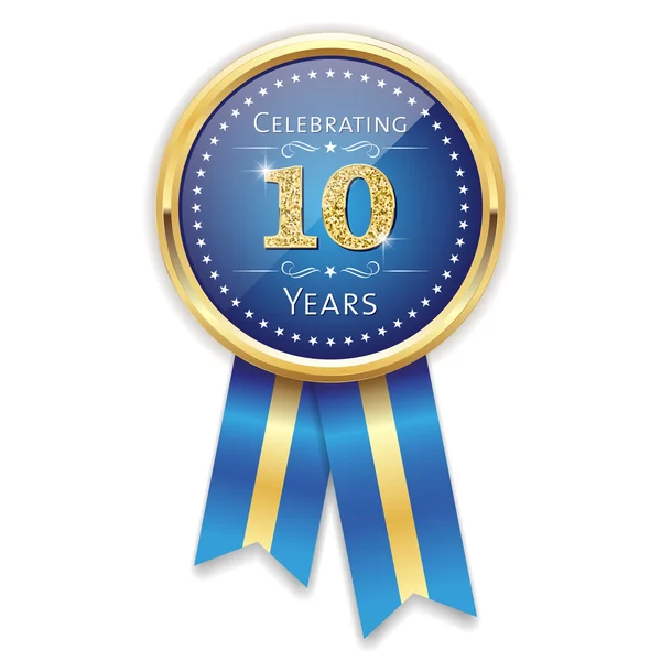 Celebrating 10 years badge — Stock Vector